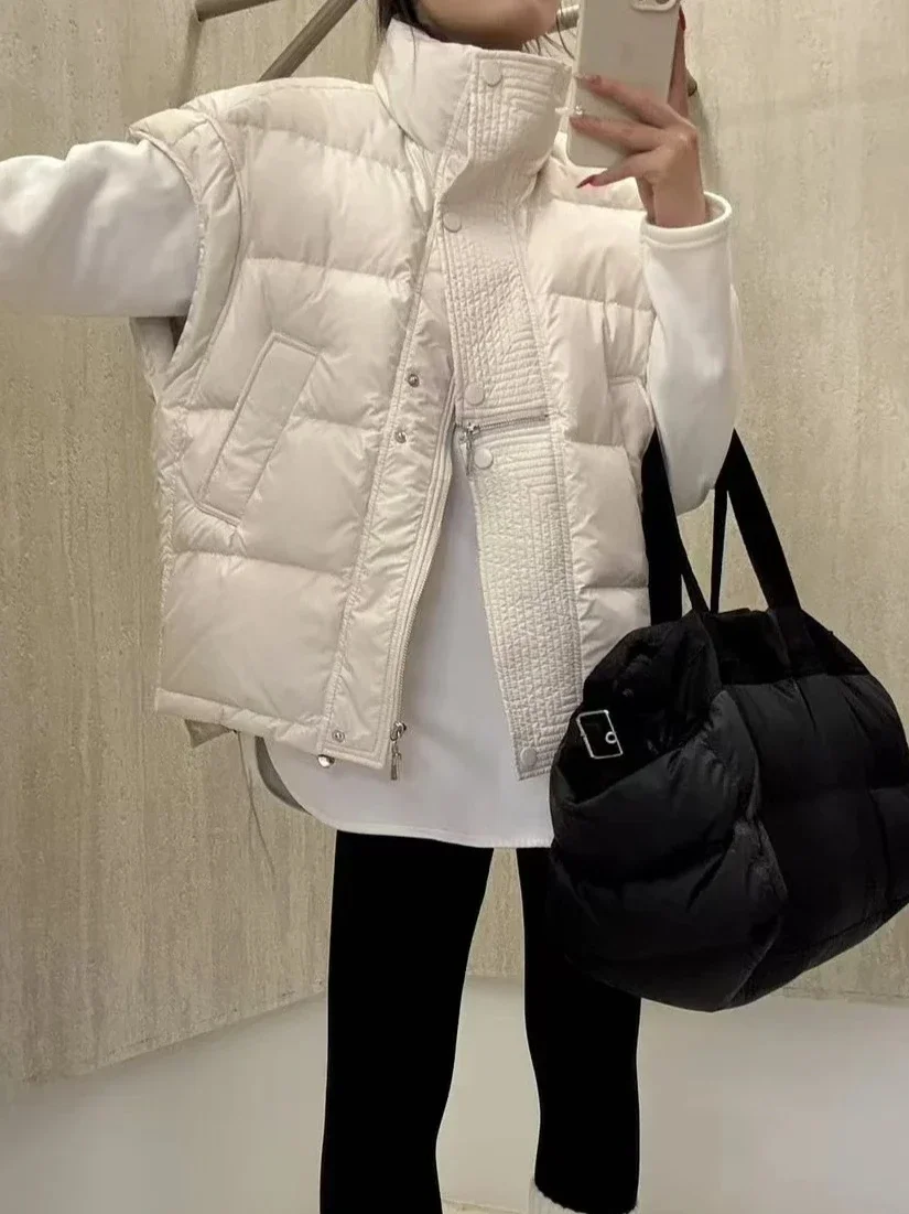 

Autumn/Winter European Women's Down Vest Loose Commuter Oversize White Duck Down Vest