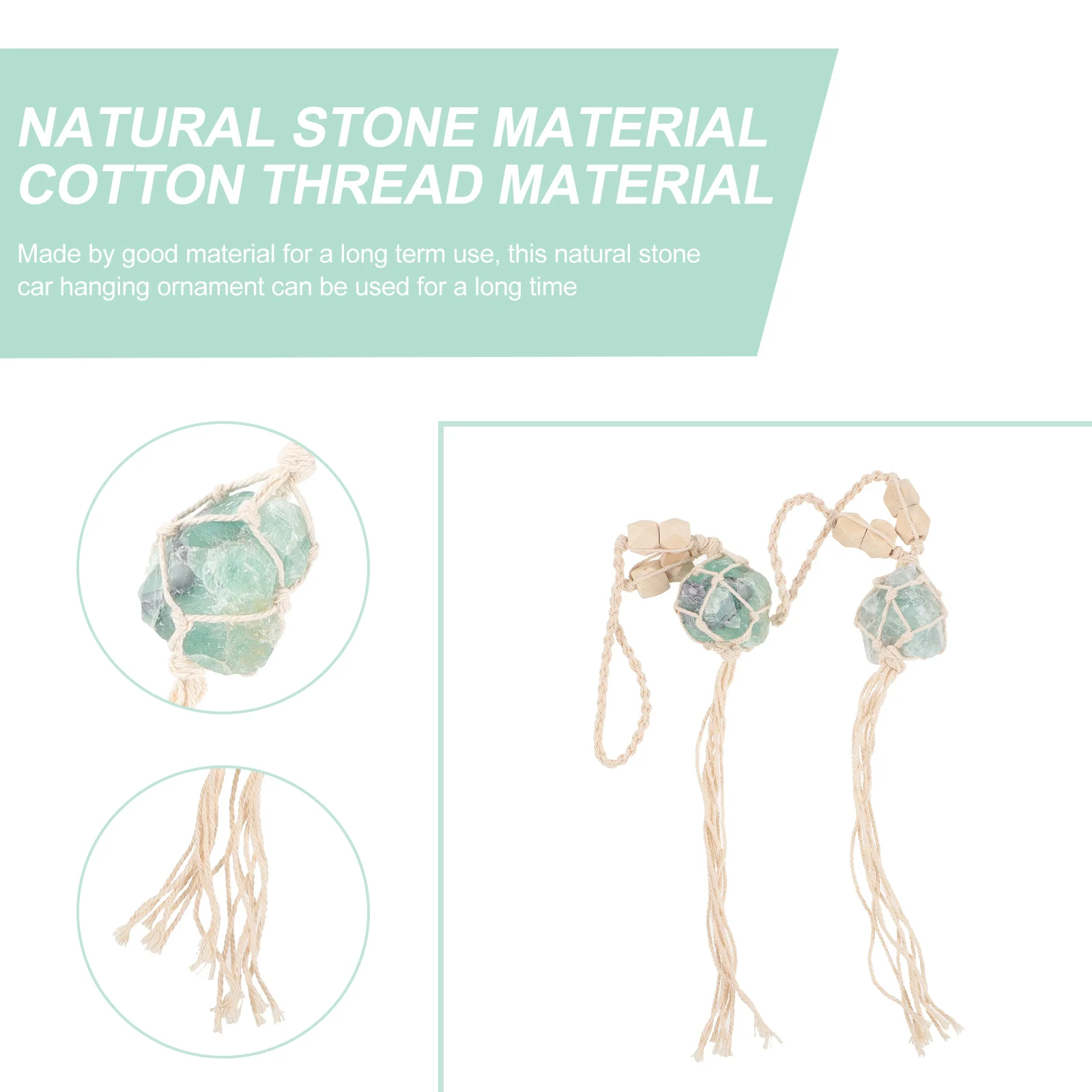 

2Pcs Car Hanging Natural Stone Ornament Compact Size Stylish Car Rearview Mirror Hanging Decoration Vehicle Pendant