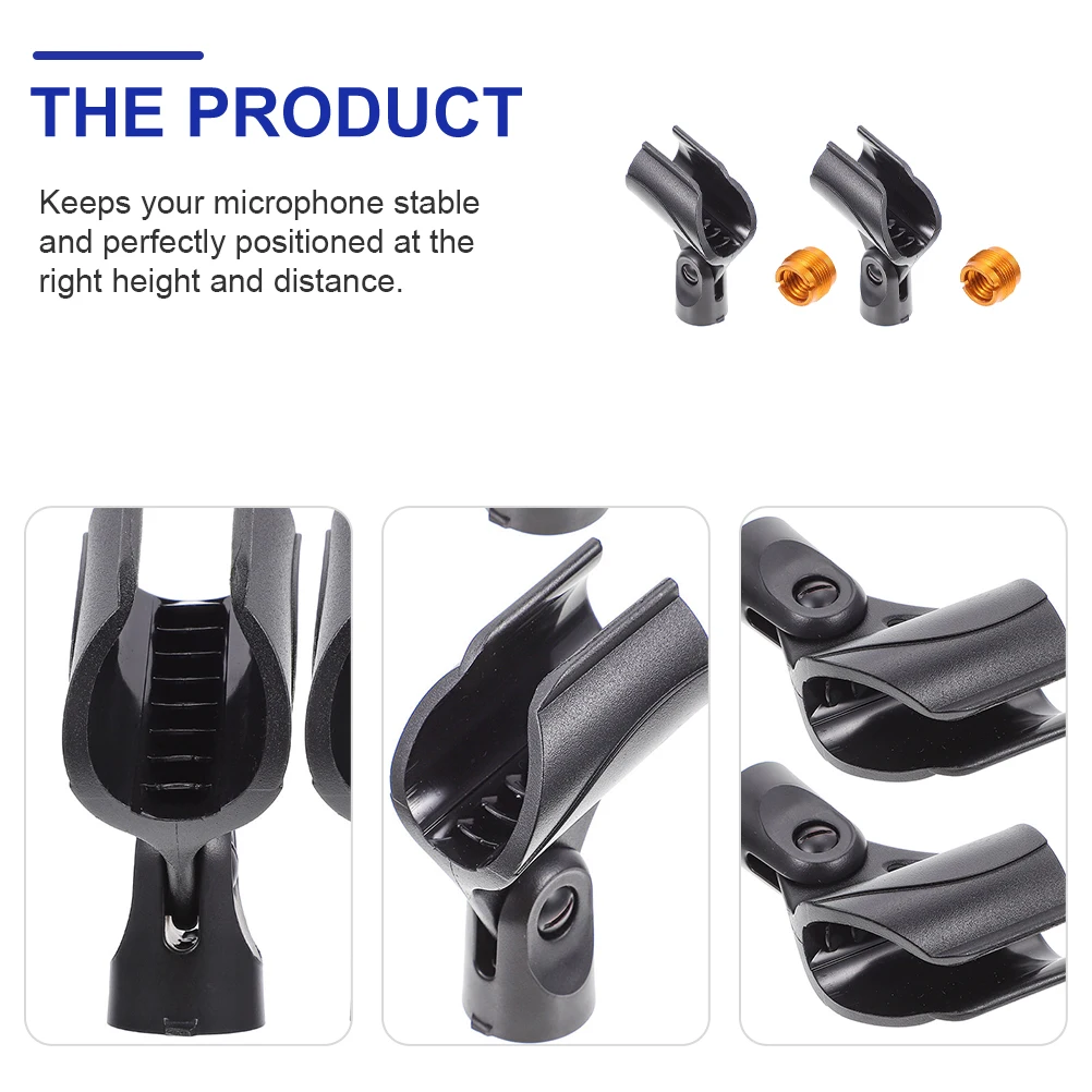 

2 Sets Desktop Accessories Microphone Stand Storage Adjustable Support Bracket Black Clip