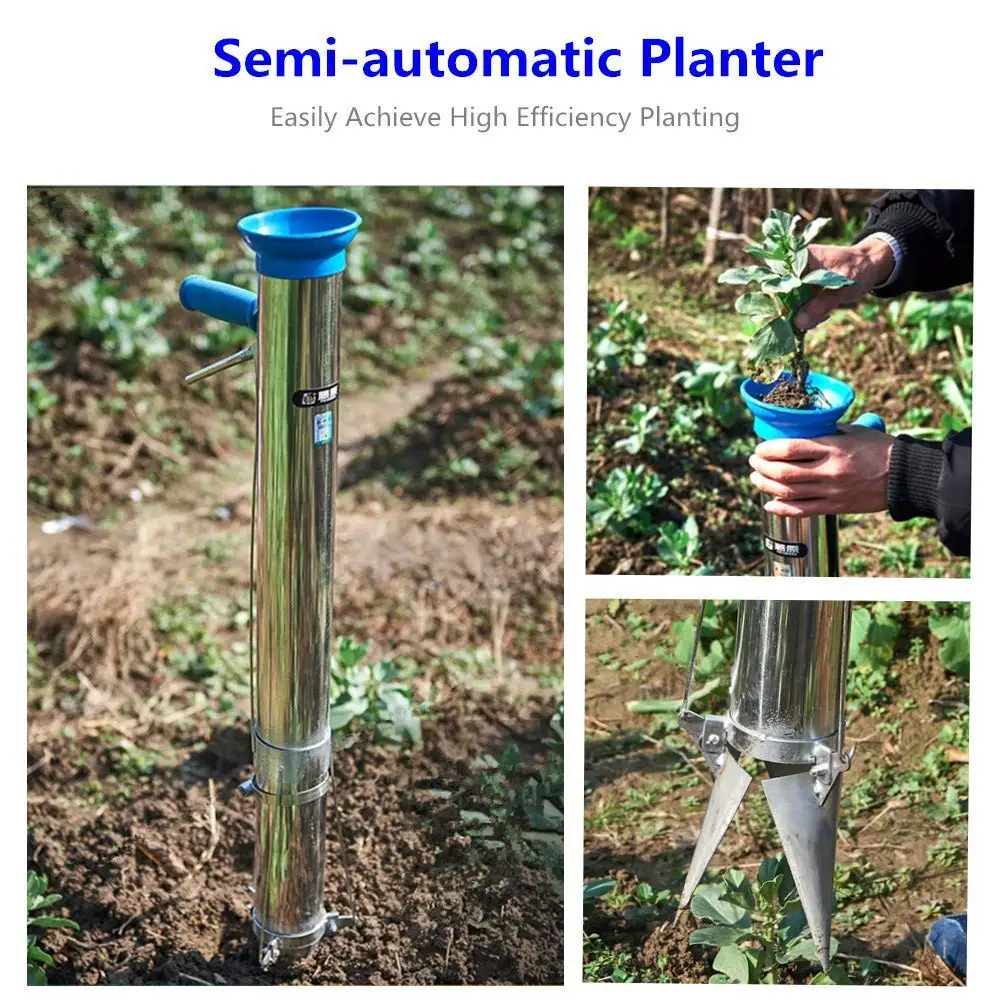 الفولاذ المقاوم للصدأ دليل الشتلات زارع مقبض طويل لمبة أدوات زراعة الخضروات الزراعية الشتلة زرع زارع