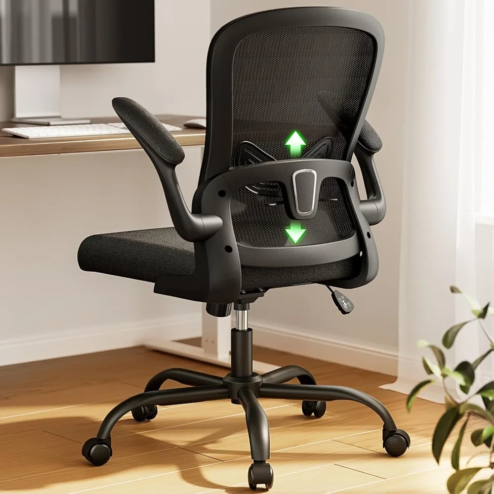 Office Chair Ergonomic-Desk Chair: Mesh Back Home Office Chair with Adjustable Lumbar Support, Computer Desk Chair with Flip-up