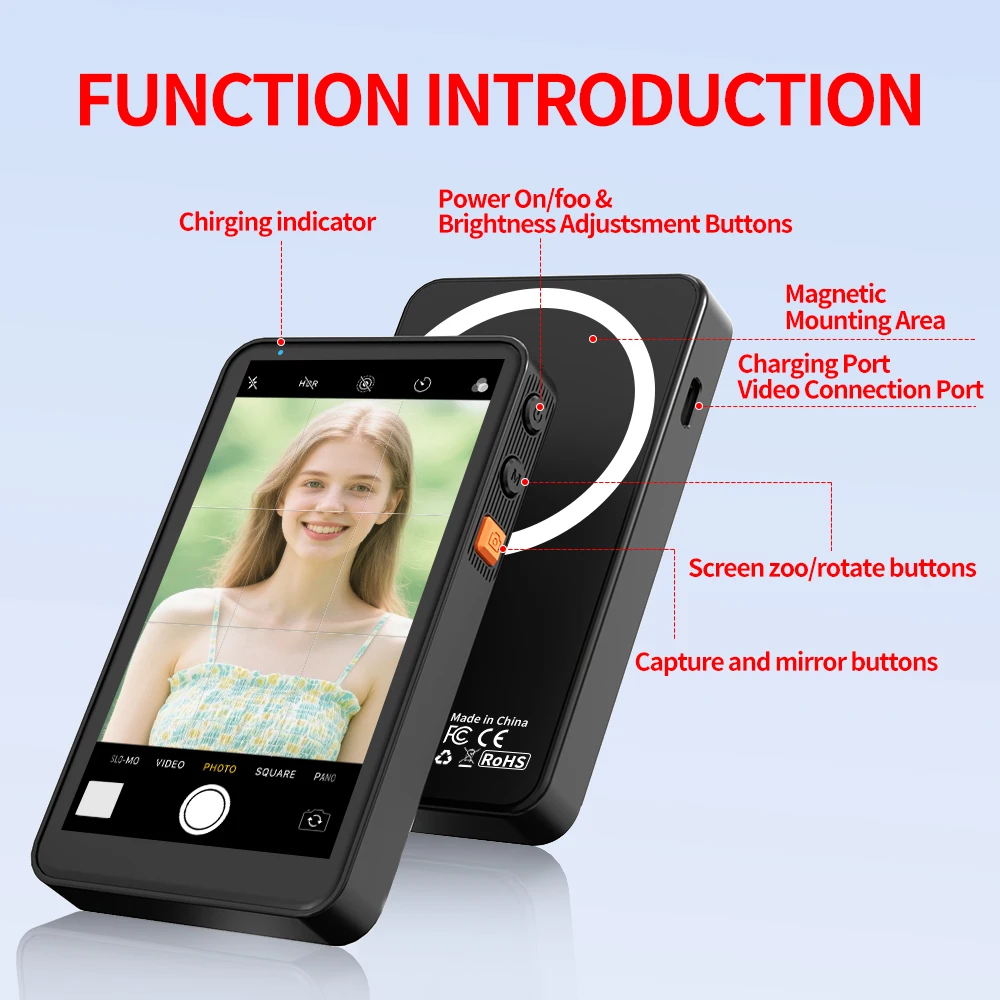 Magnetic Phone Selfie Screen Wireless Camera Version 1500mAh Vlog Live Stream for iPhone Android phonePortable Pocket