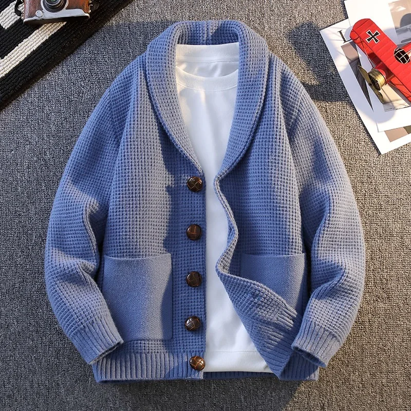 

New Fashion Men Lapel Cardigans Sweatercoats Quality Male Thicker Warm Casual Knitwear Cardigans Outwear Loose Sweaters Size 4XL
