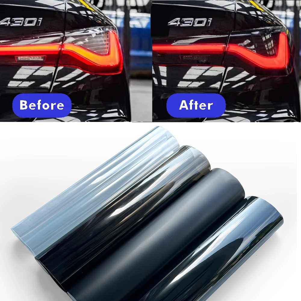 Gloss Transparent Light Black Smoke Vinyl Film Tint Waterproof for Headlights Taillight Wrap Cover Film Armored Film for Car