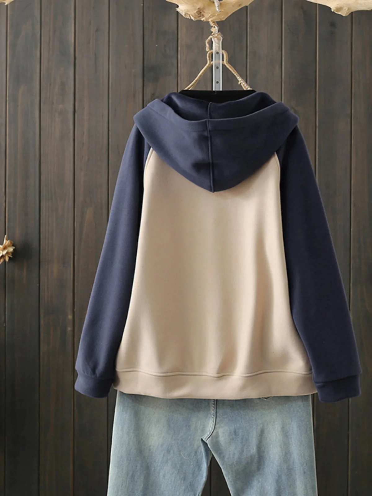 plus Size Autumn Winter Thickened Fleece Hooded Open Cardigan Casual Versatile Outerwear Trendy Large Capacity 200 Pounds