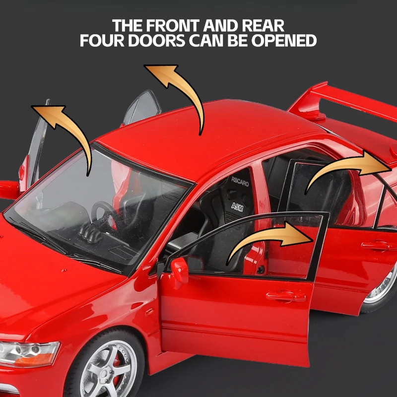 1:24 ランサー EVO IX EVO9 合金スポーツカー ダイキャストメタル プルバック サウンド＆ライト カーモデル キッズトイ ギフト