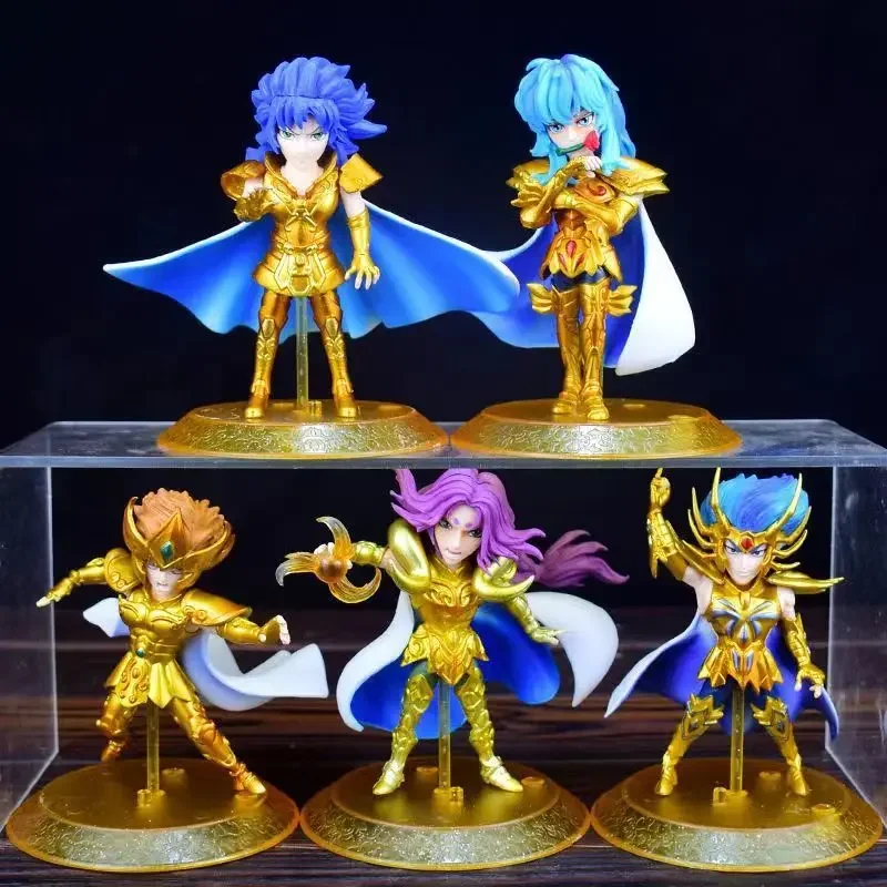 

5 Pcs Animations Gold Saint Seiya PVC Figure Model Cancer Pisces Aries Sea Dragon Milo Doll Toy Model Decoration Creative Gifts