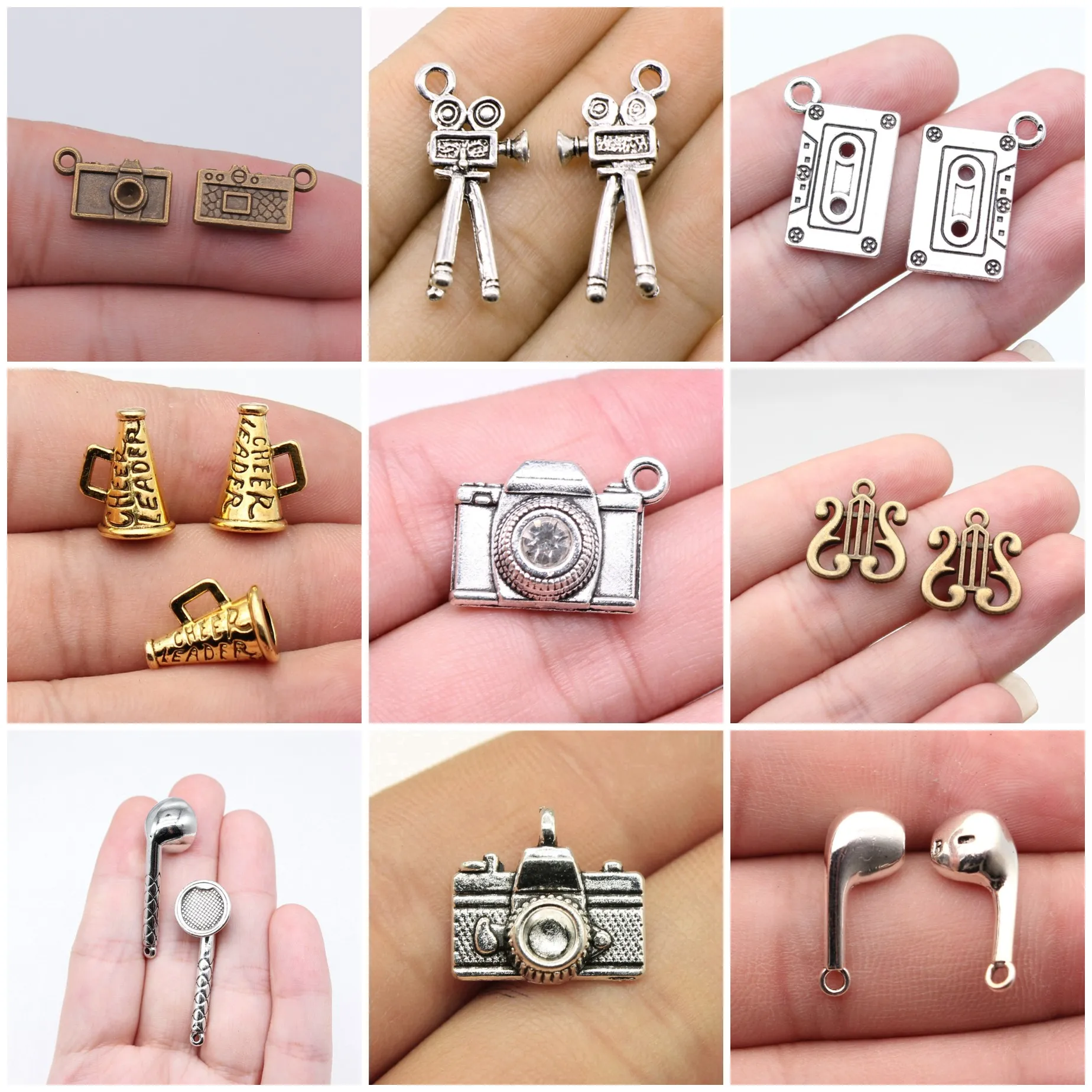 Microphone Earphone Audio Charms Pendant Music For DIY Bracelet Necklace Jewelry Making Wholesale