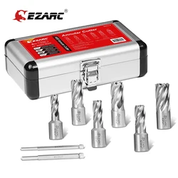 EZARC-HSS Set Cortador anular, 11mm a 19mm Diâmetro de corte x 25.4mm, Weldon Shank para perfuração de metal, 8Pcs