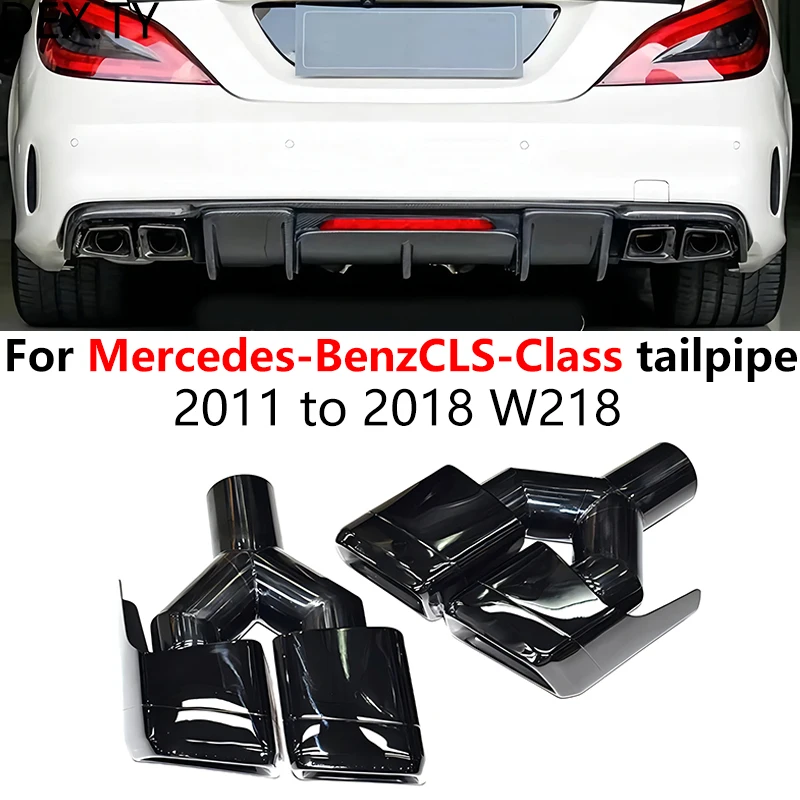 

For 2011-2018 Mercedes-Benz CLS-Class W218 Exhaust Pipe Upgrade CLS AMG 63 Quad Out Black Square Muffler Tip Nozzle