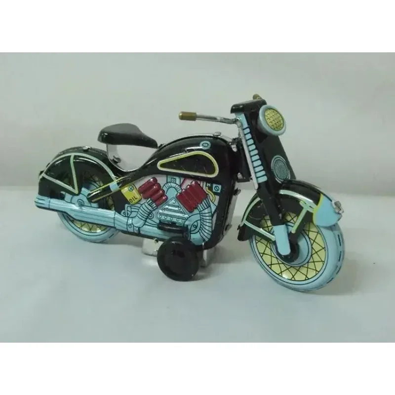 Blue The Motorcycle Model Clockwork Toy Funny Collection Retro Wind Up Toys Metal Tin Mechanical robot Toy Figures Model Gift