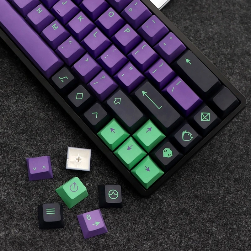 Imagem -04 - Keycaps Grossos Pbt Corante Sub Cereja 135 Teclas para 61 68 75 84 980 104 108 Jogos Teclado Mecânico Eva Roxo