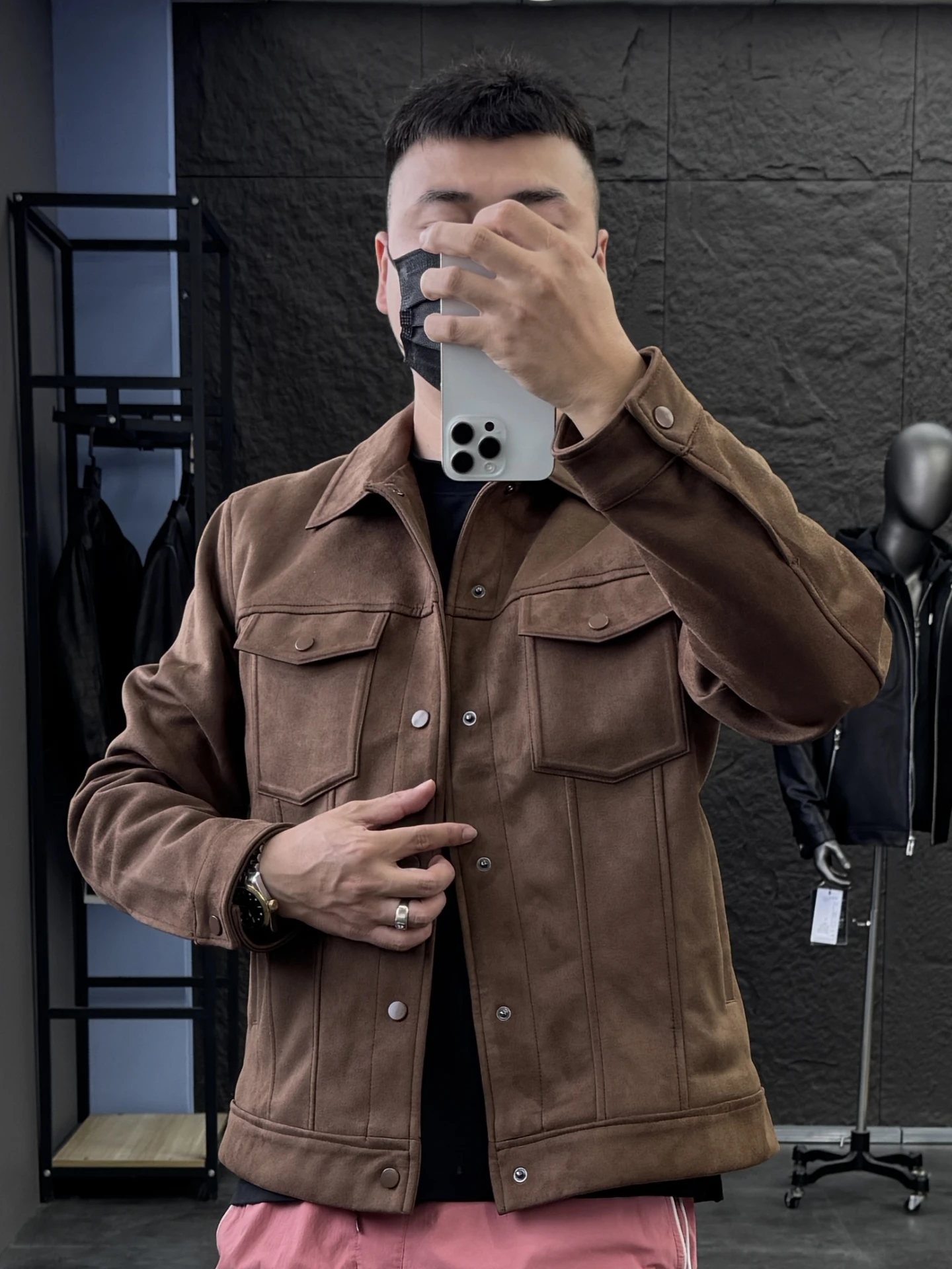 

High-End Suede Jaet 500 SVIP Cabinet Autumn Men's Collar Comfortable Tee-Dimensional Silhouette Casual Workwear Jaet