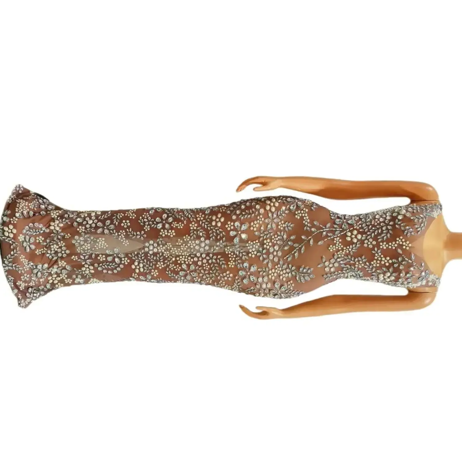 

Women Sexy Sheer See Through Top Prom Gowns Luxury Sparkly Diamond Flower Dresses Black Girl Long Prom Dresses 2023 Meihua