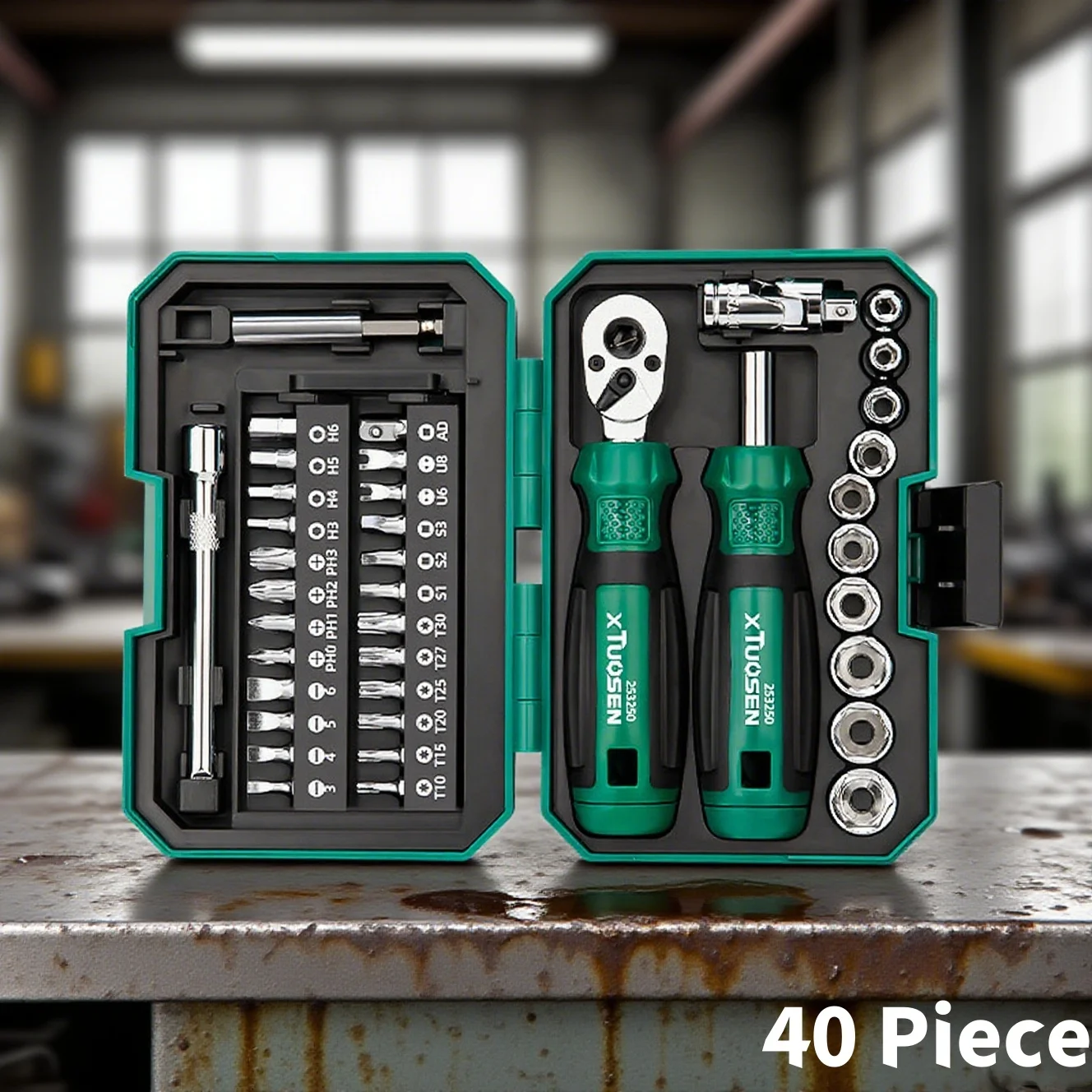 

40 Piece Ratchet Screwdriver Set, Multi - Function Tool Kit with Bits & Sockets, Portable Case for Home Repair, DIY Projects