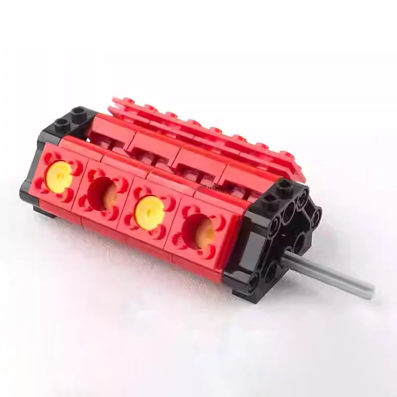 Modelo de motores de coche MOC, bloques de construcción, juego de motores de coches, cilindro de juguete técnico DIY, juego de caja de rompecabezas de pellets pequeños