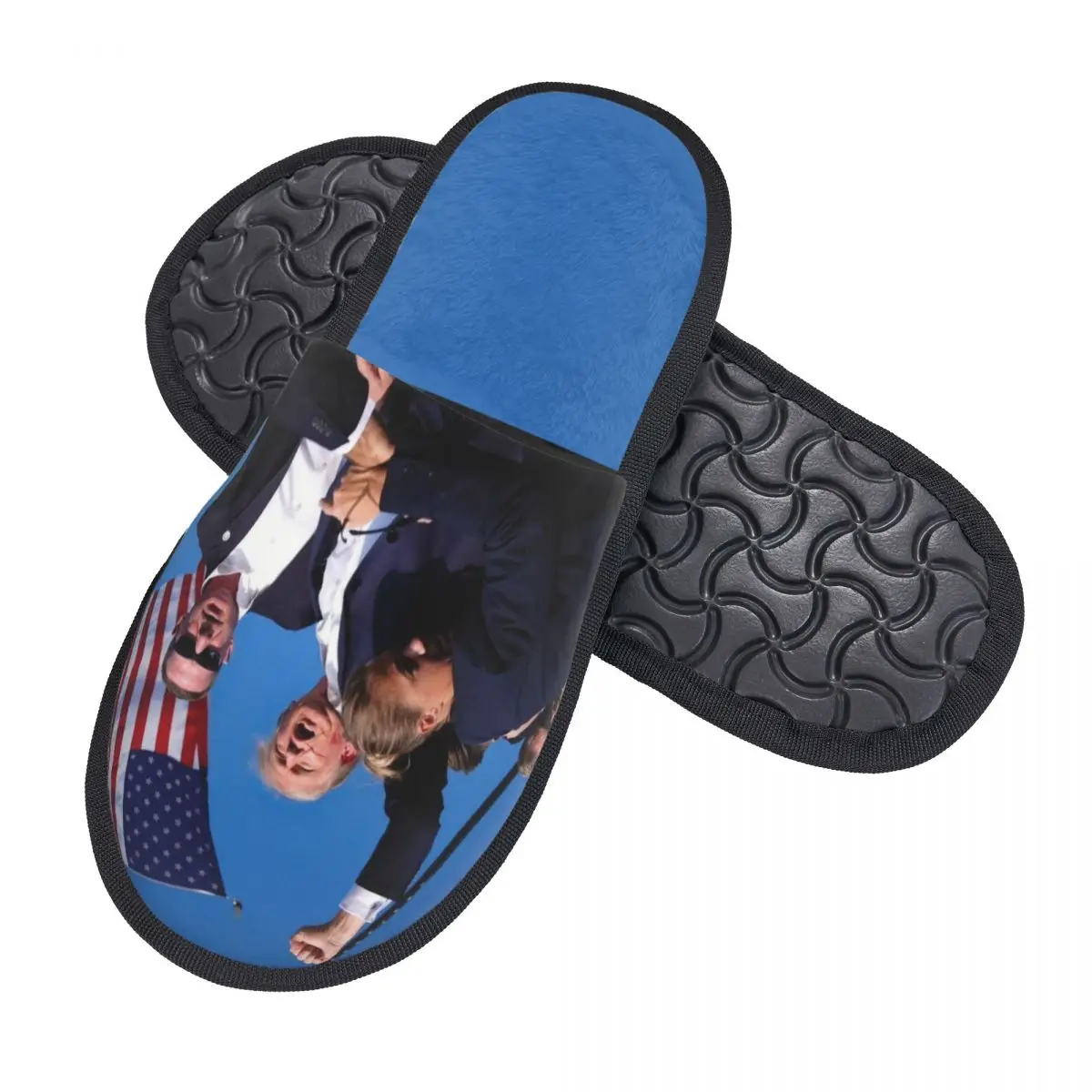 Custom Women Trump Covered In Blood As Gunshots Rock House Slippers Soft Warm Memory Foam Fluffy Slipper Indoor Outdoor Shoes