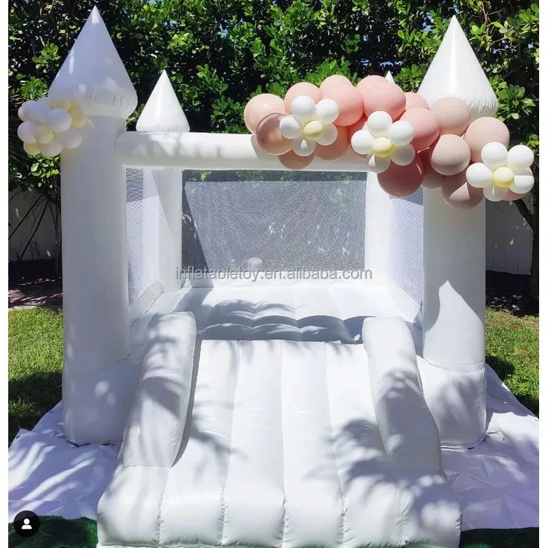 Stock Stock in USA White Jumping Castle With Slide Inflatable Bounce House With Basketball Hoop Wedding Bouncy Castle - Aliexpress Deal
