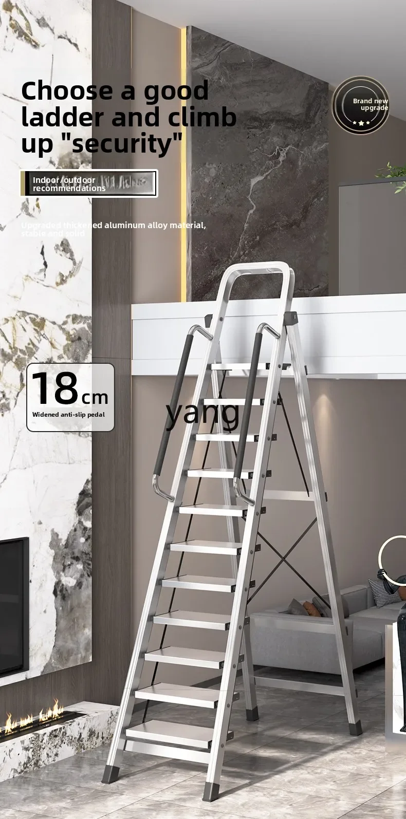 Imagen 6: Lhh-escalera plegable de aleación de aluminio para el hogar, escalera de escalada en espiga atrevida extra gruesa, multifunción