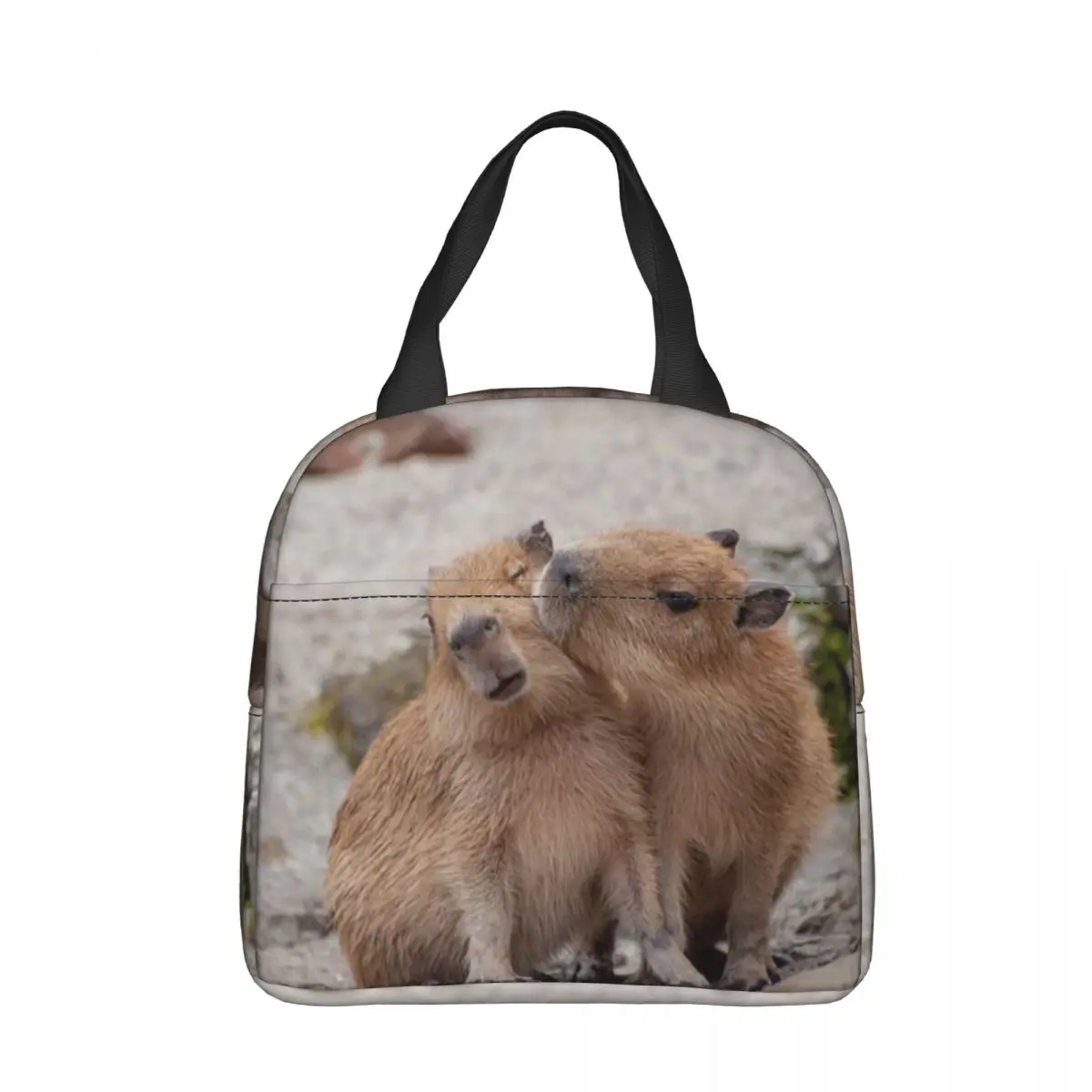 Amante Capivara Sacos De Almoço Isolados Portátil Recipiente De Almoço Animal Kawaii Saco Térmico Lancheira Tote Escola Outdoor Bento Pouch