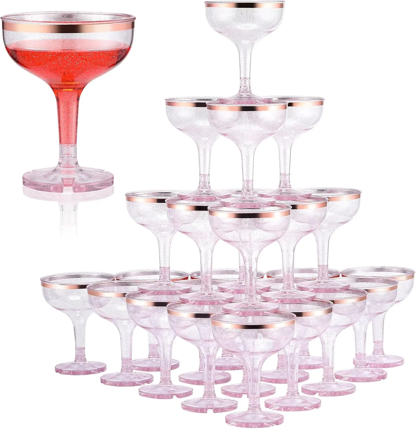 

50 шт. пластиковые бокалы для шампанского, 5 унций, пластиковая купе, одноразовая коктейльная чашка для свадьбы, дня рождения, годовщины, стекла