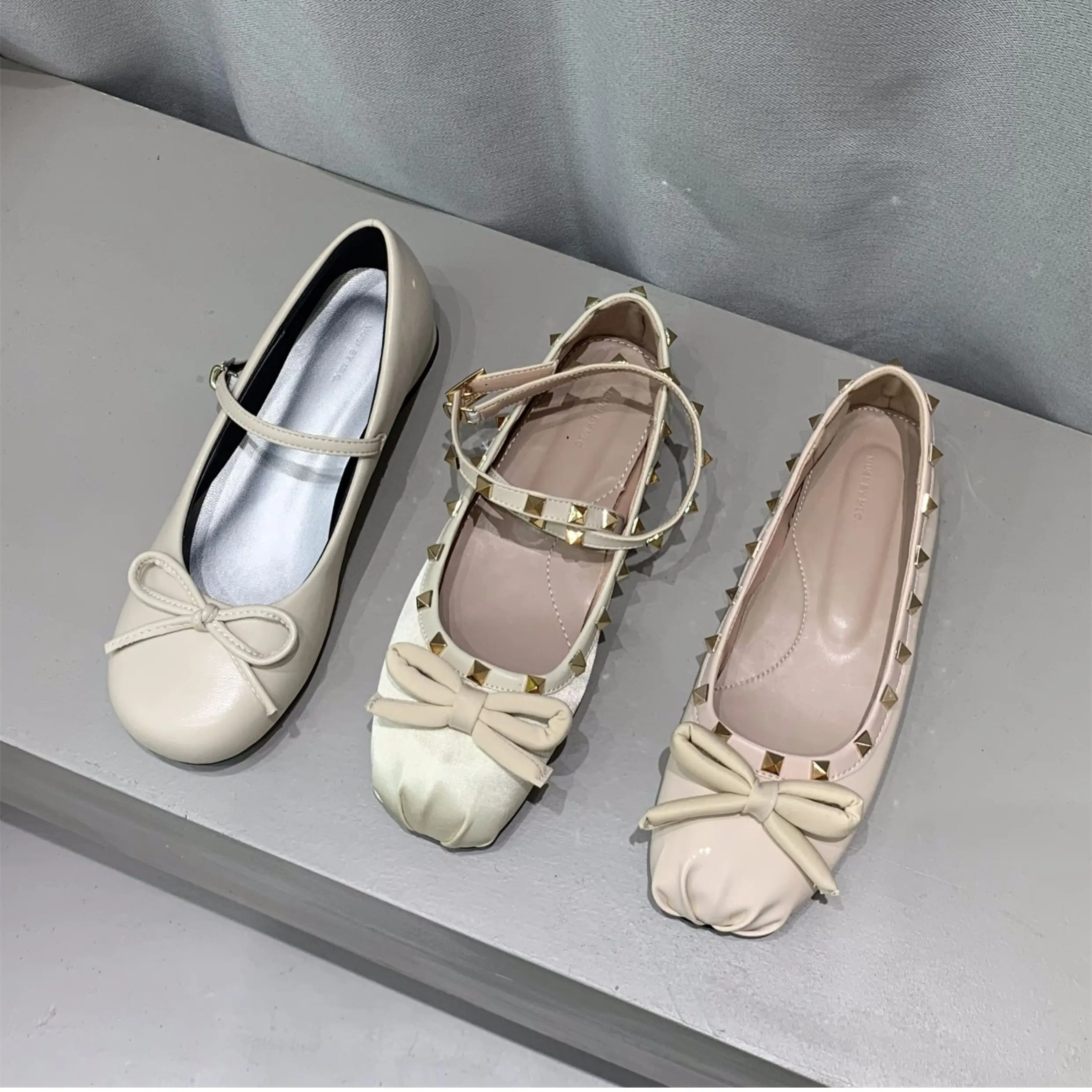 Bailamos Luxury Satin Silk Ballet Shoes Woman Classic Square Toe Bowtie Elastic Band Ballerina Flats Ladies Soft Loafers Mujer