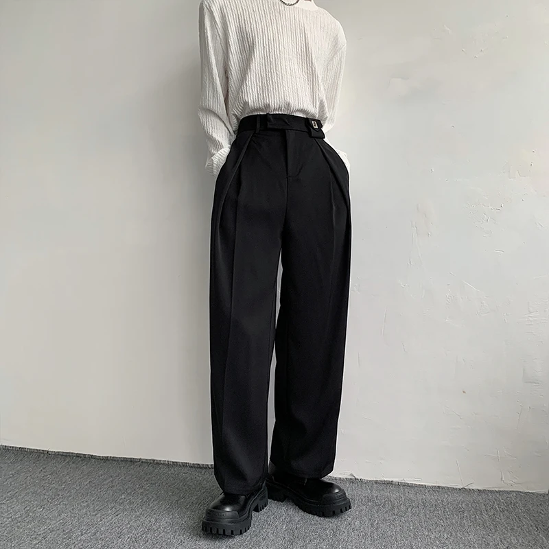 

Italian Sle Naples Men's Suit Pants Drapey High Waist Casual Design Straight Leg Haome Looking Westwear Long Trousers