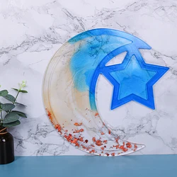 Diy Ramadan Dessert Tray Epoxy Resin Mold Moon Star Serving Plate Silicone Mould Muslim Pastry Display Holder Party Decoration