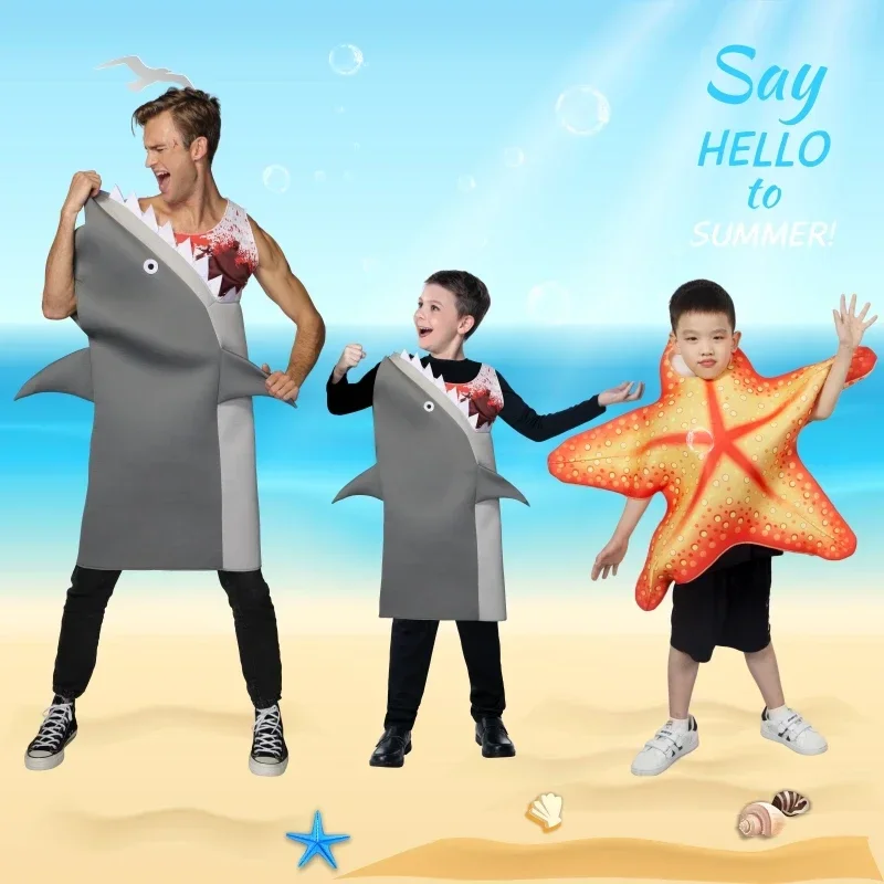 2024 tubarão estrela do mar trajes crianças festival festa de halloween cosplay traje animação dos desenhos animados mostrar roupa vestido mn9