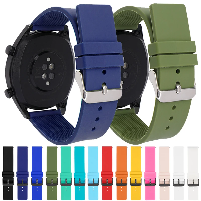 12/14/16/18/20/22/24mm Quick Release Silicone Sport Wrist Band for Samsung Galaxy Watch 4/5 Huami Huawei GT 2 Smart Watch Strap