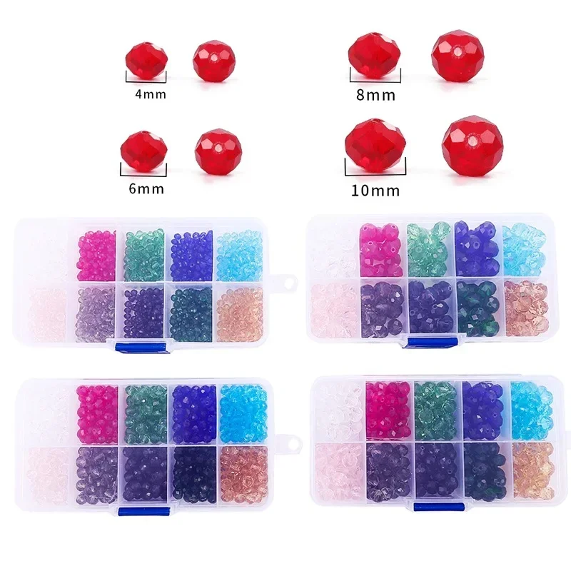 1000pcs Glass Wheel Beads Crystal Flat Beads Set Handmade DIY Necklace Bracelet Beads Accessories Homemade Materials