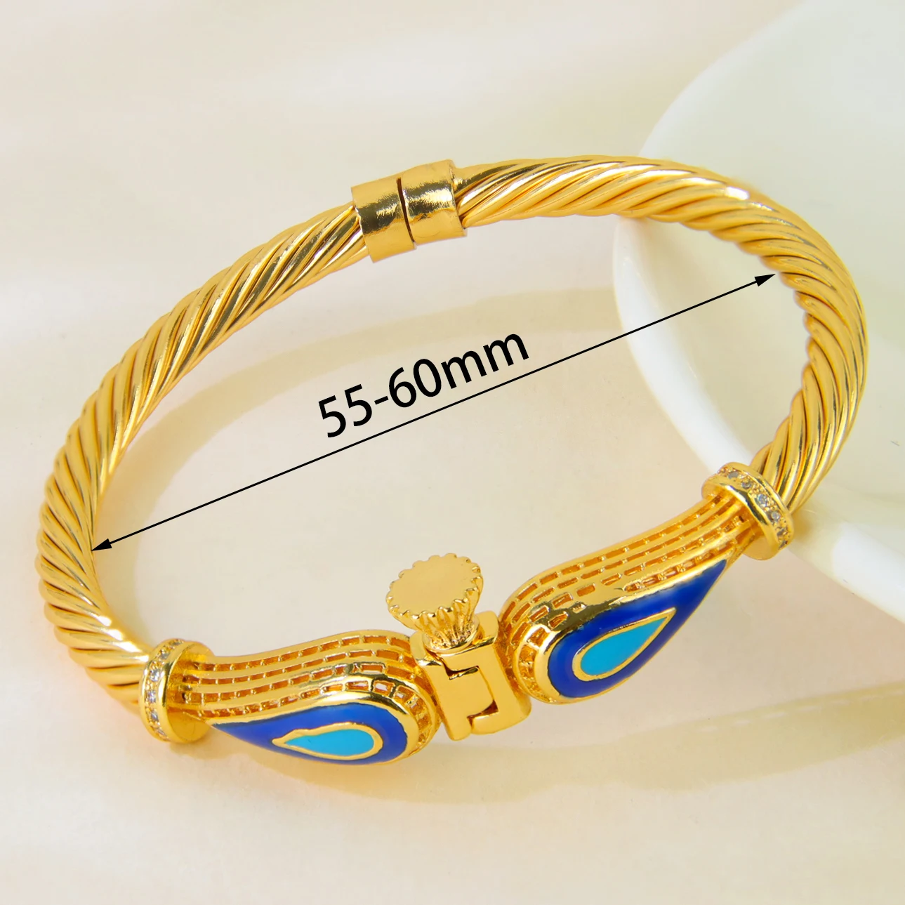Dubai Vintage Gold Armband 21k vergoldet Mode Emaille Manschette Armreifen äthiopische Frauen Event Party Schmuck Geschenke – Detail 10