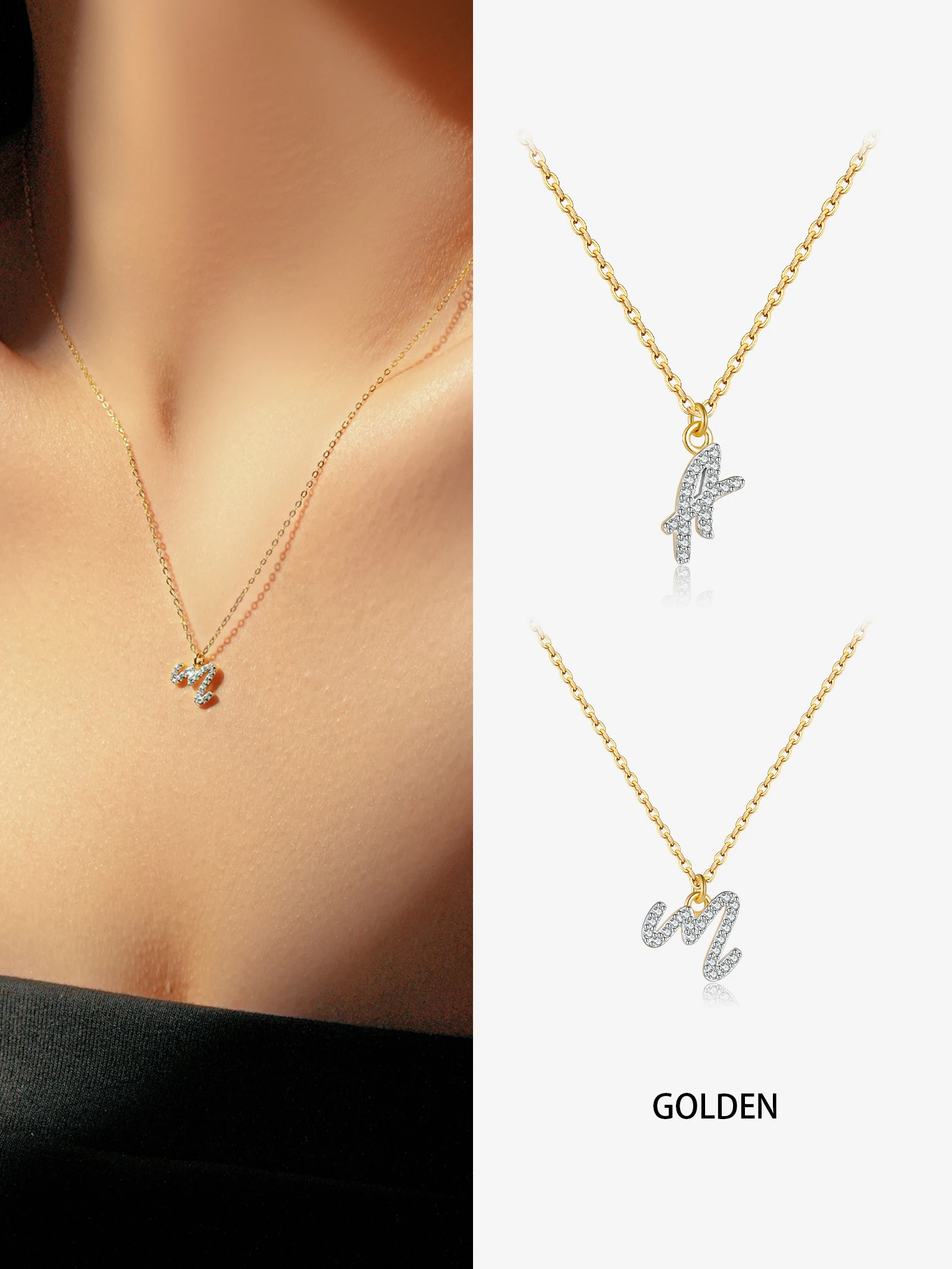 ANDYWEN 925 Silver Necklace, CZ Letter Pendant, Personalized Style Jewelry for Women, Gift Box Included, Versatile Everyday Wear