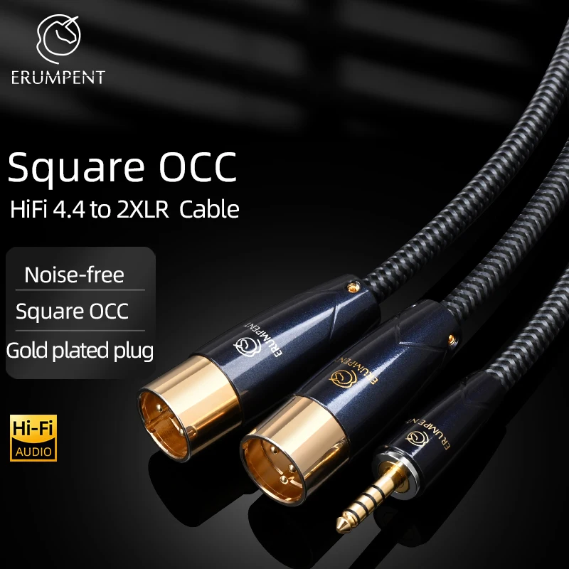 HiFi 4.4 to 2XLR Cable Suqre OCC Gold Plated Plug 4.4mm Jack to Balanced 2XLR Male/Female Audio Adapter Cable for DAC Amplifier