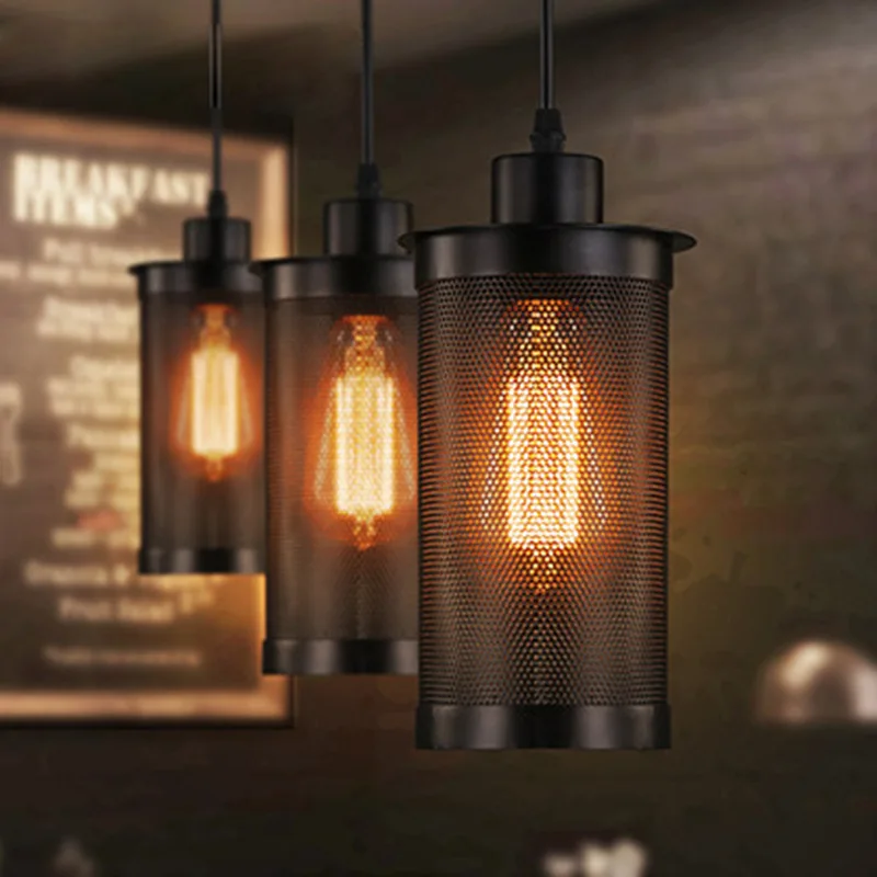 Iron Industrial Style Creative Clothing Store Bar Counter Loft Personality Retro Light Simple Single Head Iron Mesh Chandeliers