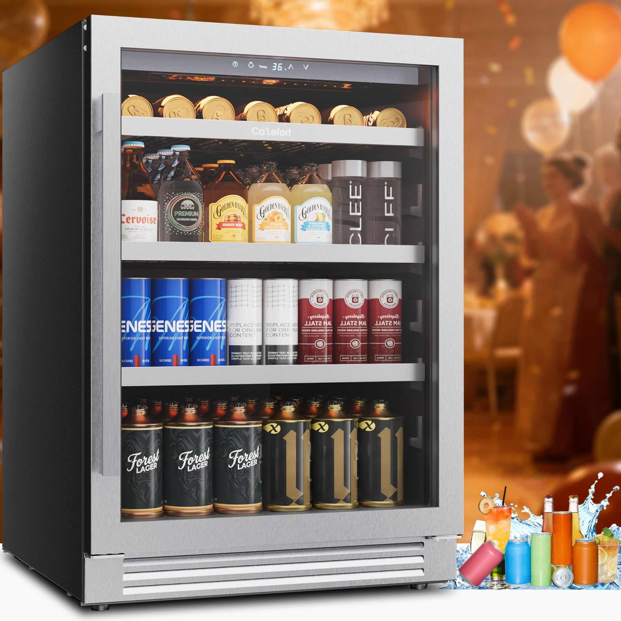 

Охладитель холодильника для банок для напитков 60/80/100/220 — 24/30 дюймов, 36-72 ° Двухзонные винные шкафы F, 3-светодиодный холодильник для напитков для дома