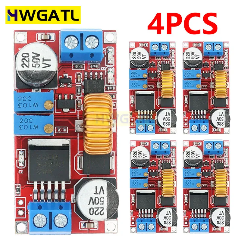 4pcs XL4015 5A DC to DC Power Converter 8-34V to 1.25-32V CC CV LED Driver Step Down Charging Board Lithium Charger Module