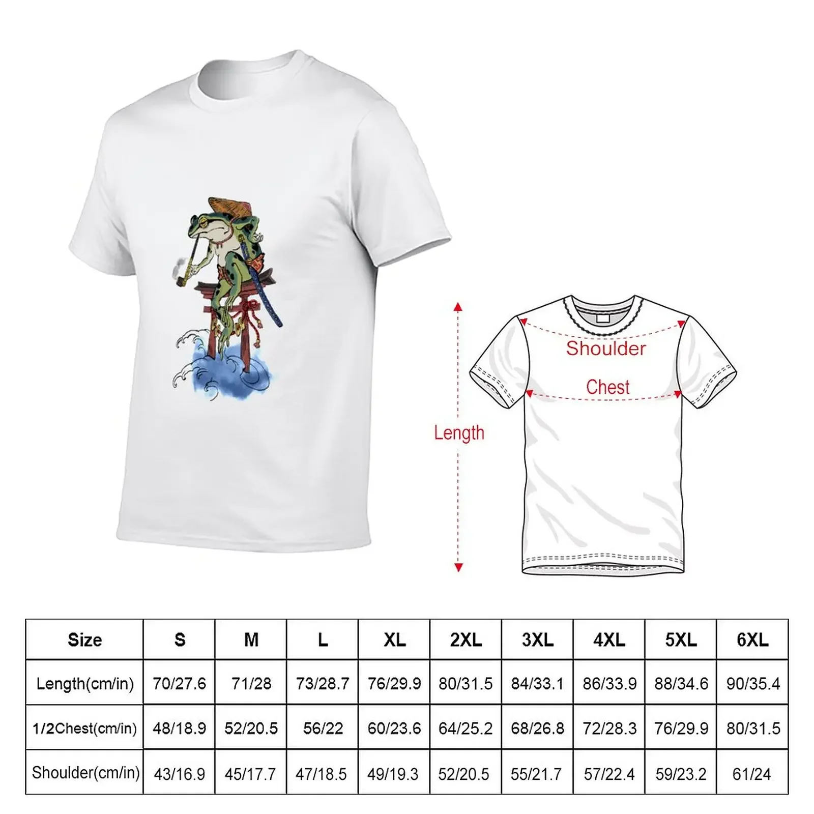 Froggy Ronin on top of the sea. T-Shirt tops blanks shirts graphic tees Men's cotton t-shirt