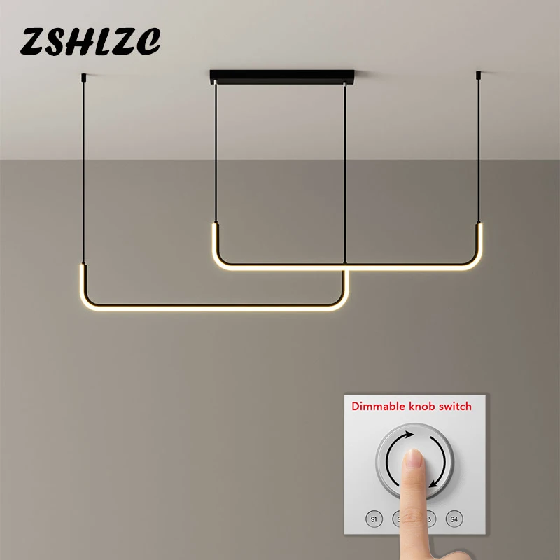 

Modern Led Chandelier Hanging Lamp L90 120 150cm Black Gold Table Lamp Chandeliers for Dining room Kitchen Resturan Living room