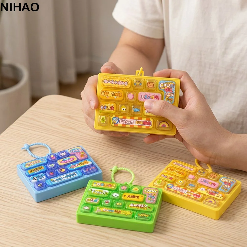 Plastic 14 Key Fidget Keyboard Charm Animals Cartoon Mini Keyboard Bag Charm Clear Key Sounds Press-Type