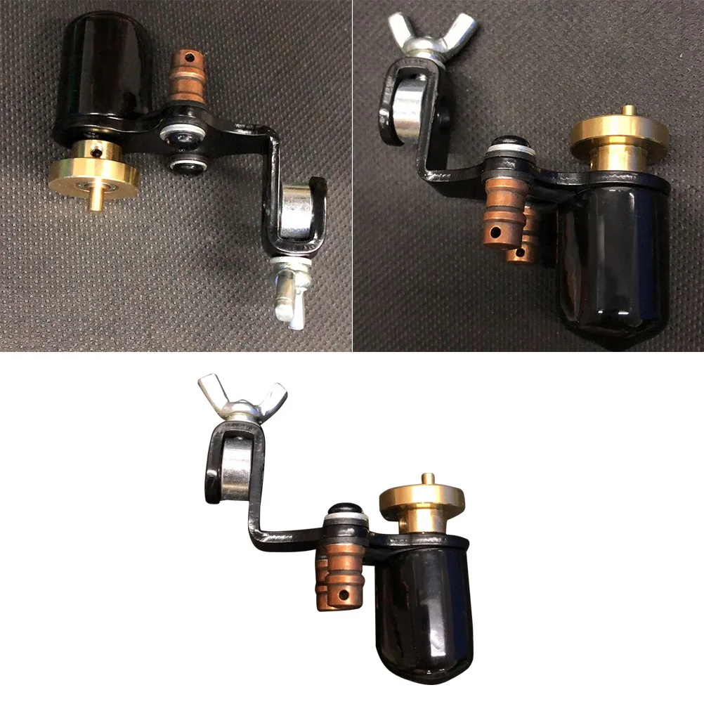 

Черная роторная машинка для татуировок, алюминиевая конструкция, бесшумная работа, минимальные вибрации, совместима со стандартными рукоятками и набором игл.