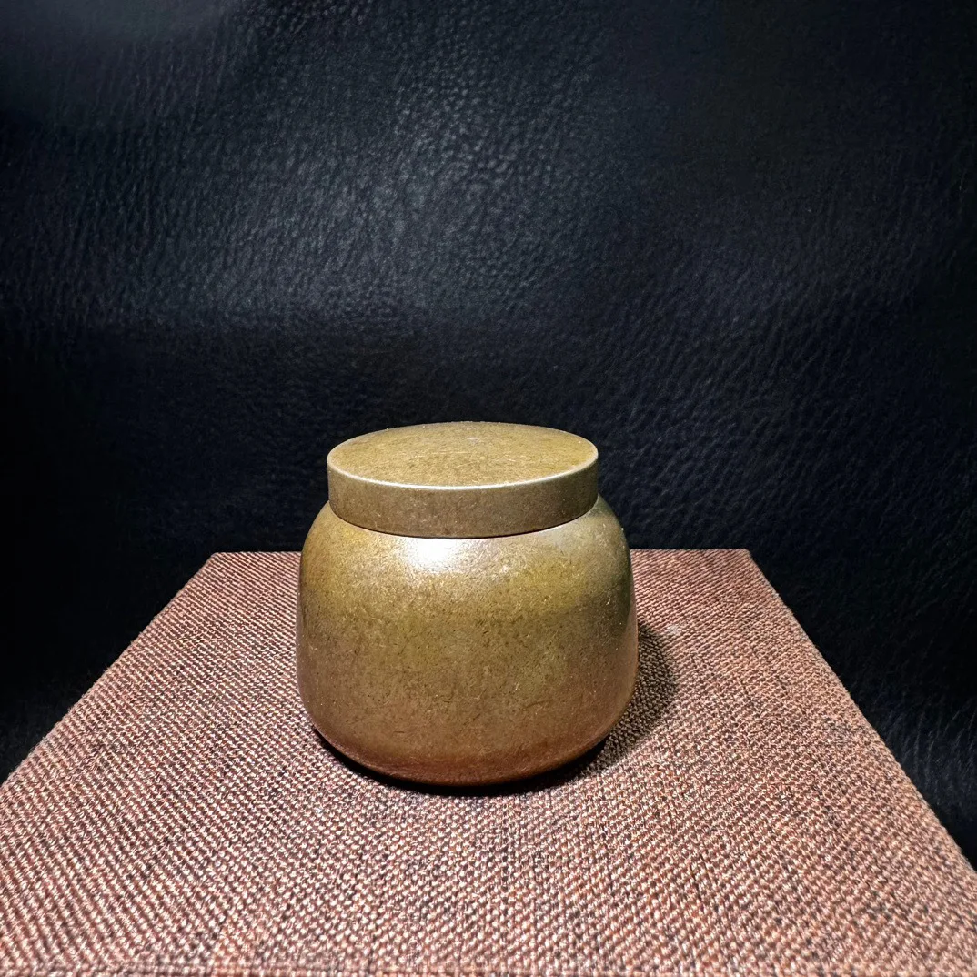 

Bronze tea cans, copper cans, retro home desktop decoration metal handicrafts, mini storage cans