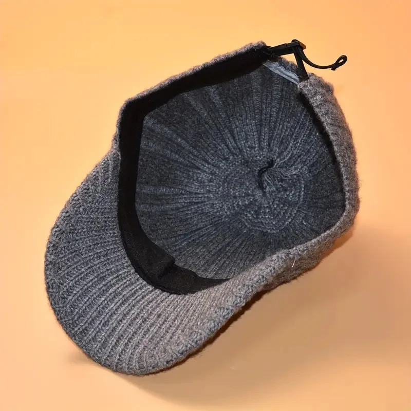 Warm Adjustable Chic Knit Baseball Cap for Women - Elegant Floral Design Visor Hat for Autumn & Winter Outdoor Activities
