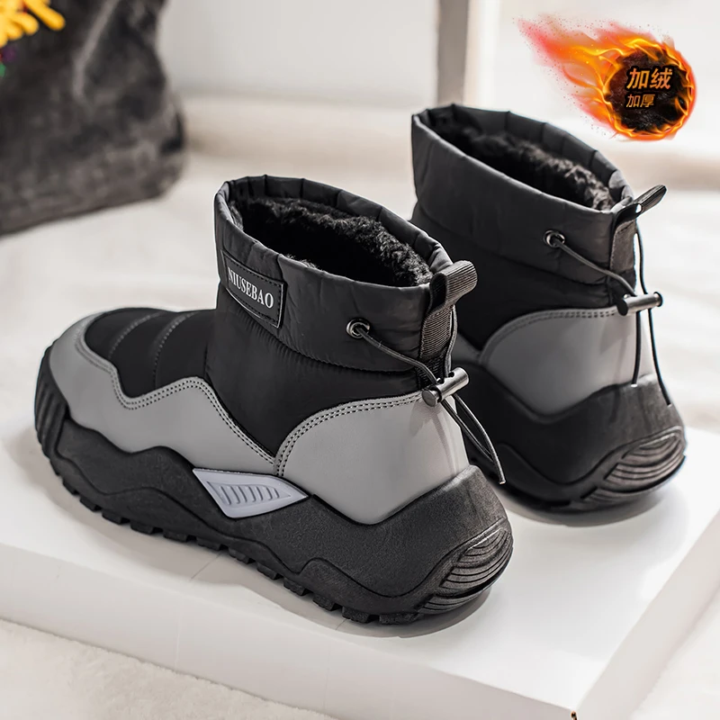 

Men's Winter Boots Warm Waterproof Non-Slip Plush Sneakers Shoes - Winter Slippers Male Tenis Boots