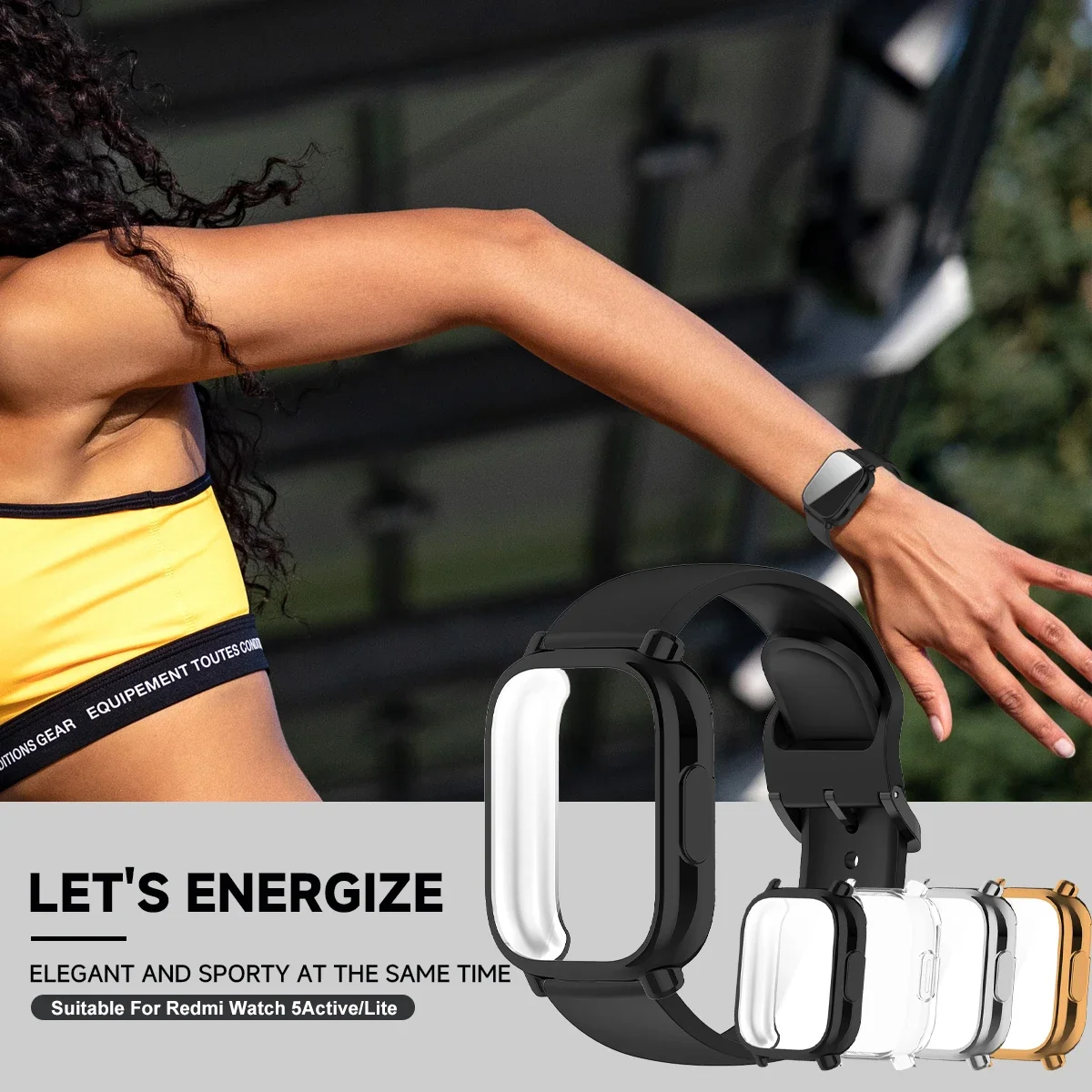 Schutzhülle + Silikonarmband für Xiaomi Redmi Watch 5 Active/5 Lite, vollständiger Bildschirm, TPU-Schale und atmungsaktives, weiches Sportarmband