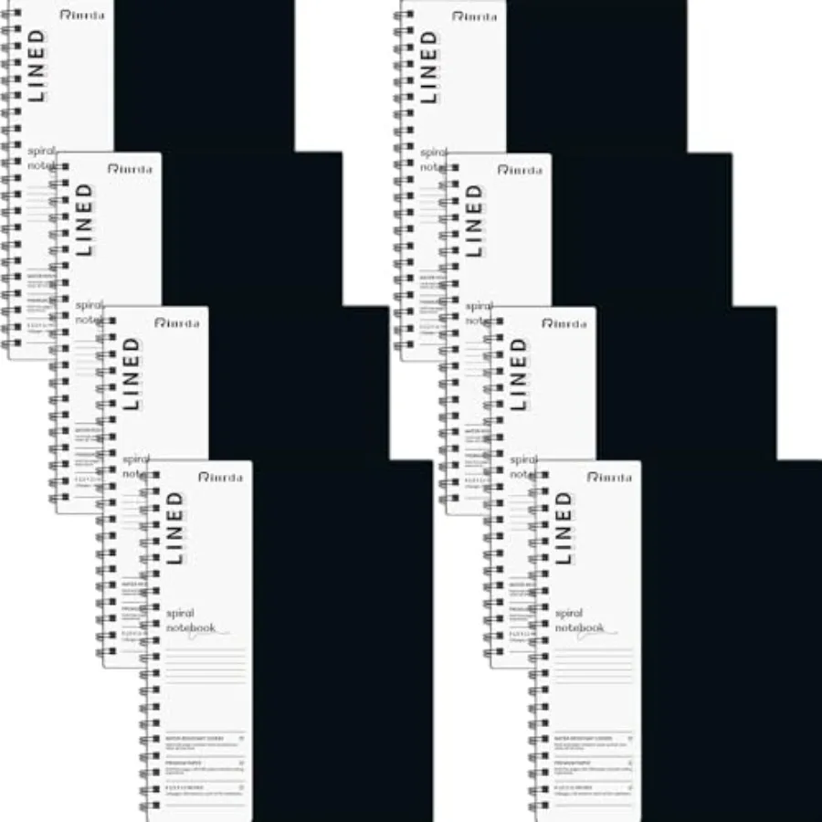 

Large Spiral 8.5" x 11" 8 Pack 7mm Ruled Hardcover 120 Pages 100 GSM Thick Paper Hardcover Journal for School, Office, Study an