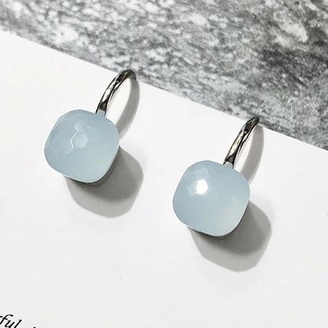100% 925 Sterling Zilver Snoep Stijl 21 Kleuren Blauw Wit Rood Groen Geel Crystal Drop Earring Voor Vrouwen Fijne Sieraden