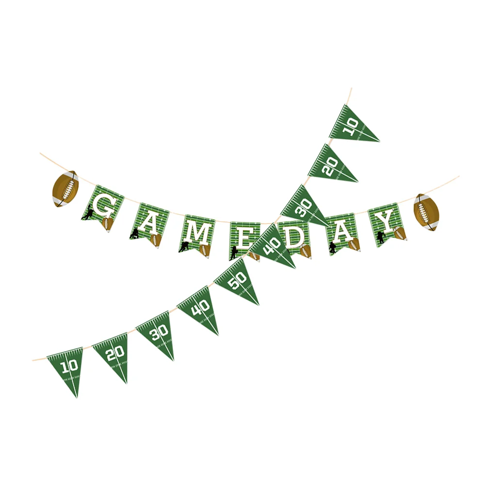 2 Pcs Party Decorations Football Birthday Banner Wall Themed Supplies