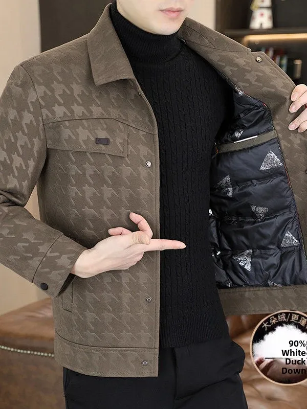 

Men's Casual Woolen Lapel down Jaet Warm Winter Coat Du down Outerwear Cold Resistance Faion Urban Sle Polyester Fiber