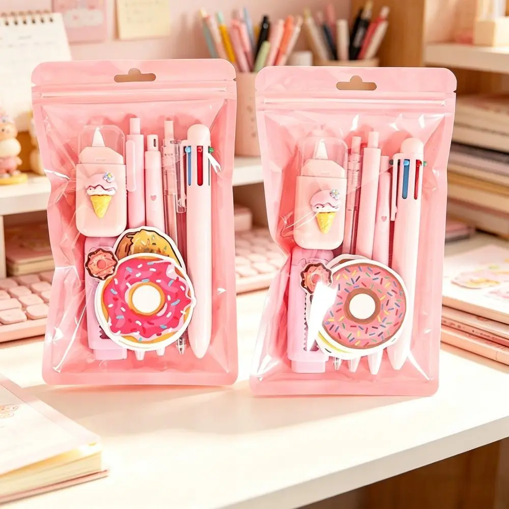 7pcs/Set High Quality Plastic Stationery Set 7-in-1 Butterfly Design Writing Tool Kit Eraser Back-to-School